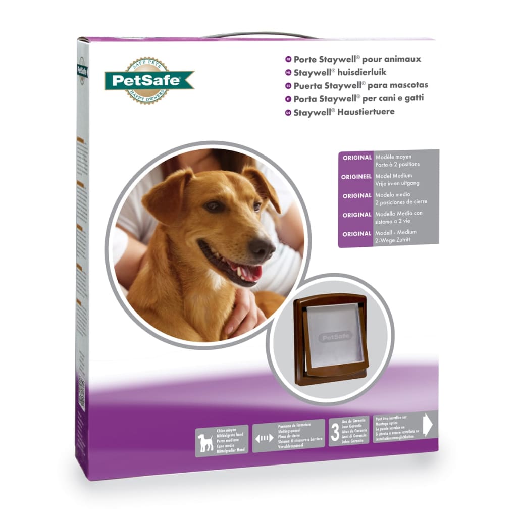 PetSafe Porte à 2 voies pour chiens 755 Medium 26,7 x 22,8 cm Marron