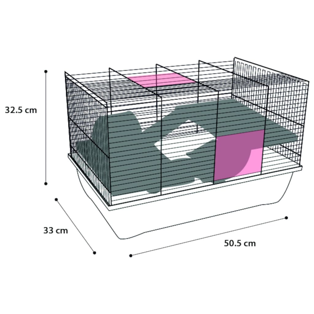 FLAMINGO Cage pour hamsters Jaro 2 50,5x33x32,5 cm Noir et bleu