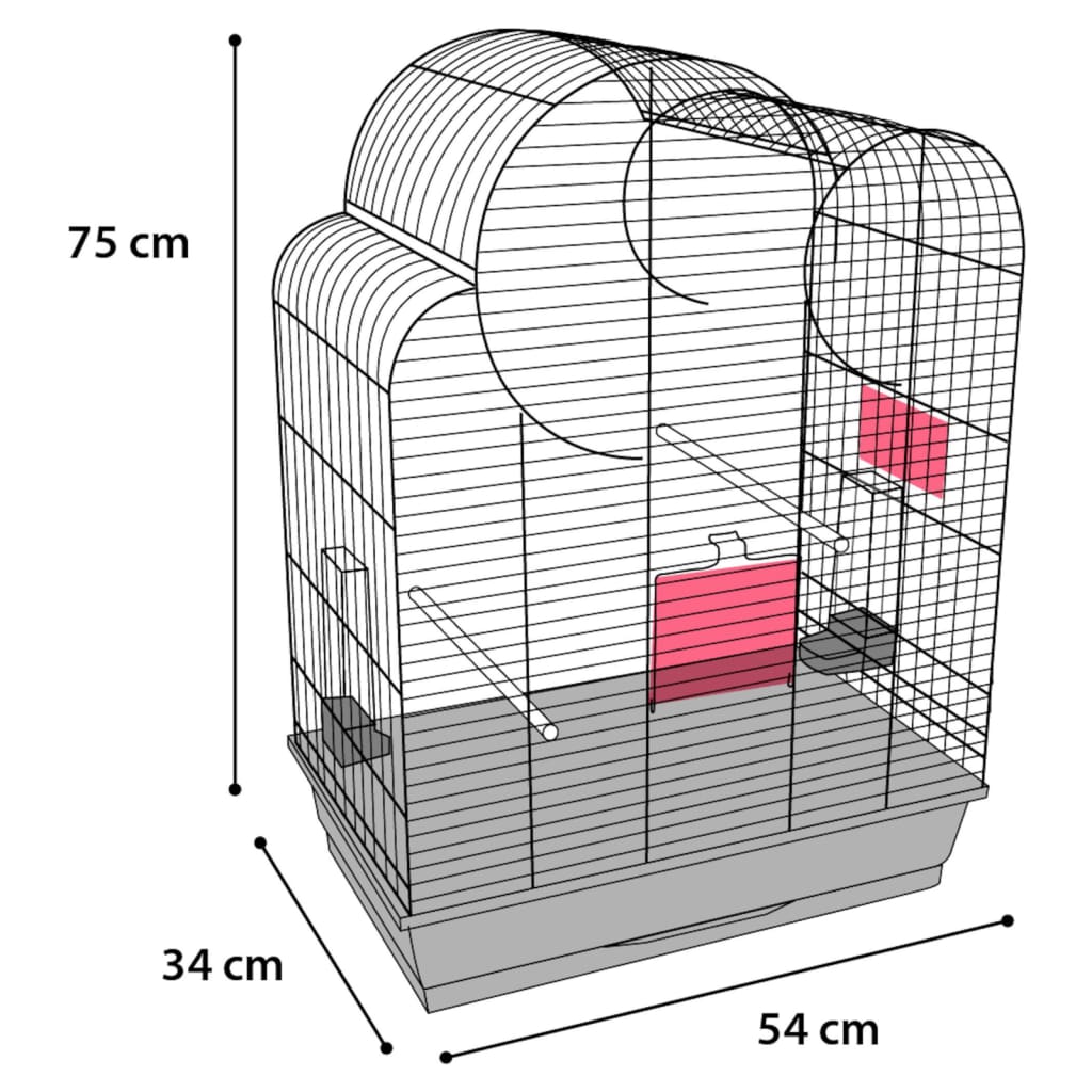 FLAMINGO Cage à perruches Wammer 1 54x34x75 cm Noir