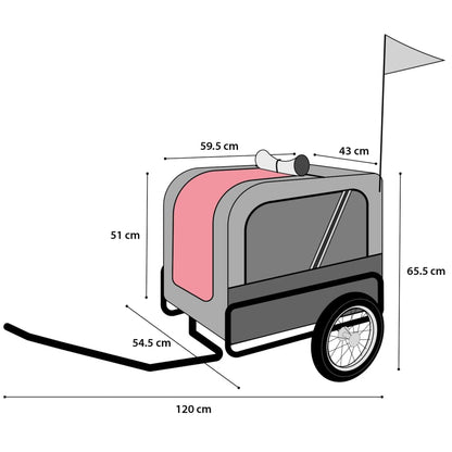 FLAMINGO Remorque de vélo pour chiens Romero Rouge 59,5x43x51 cm