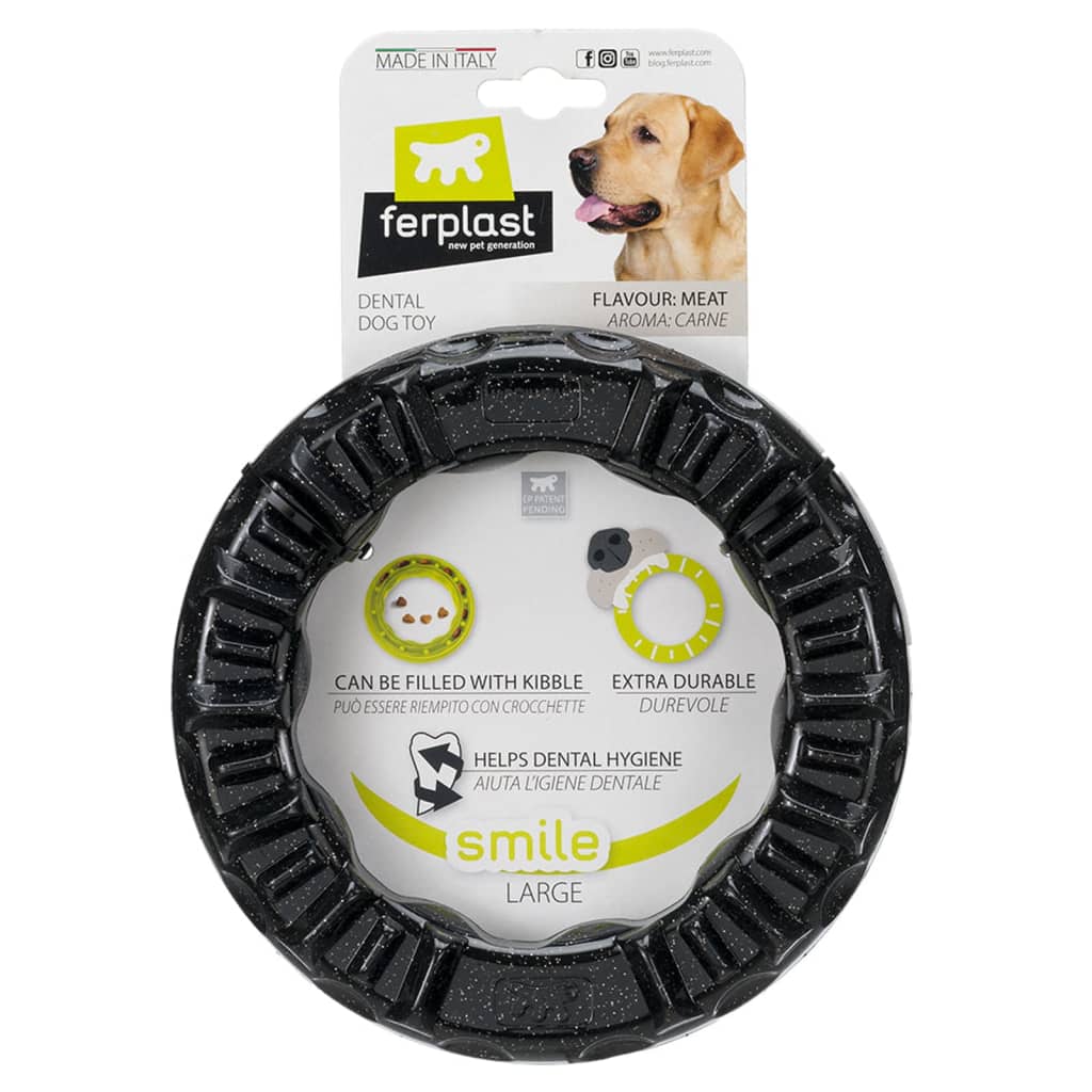 Ferplast Jouet dentaire pour chien Smile L 20x18x4 cm Noir