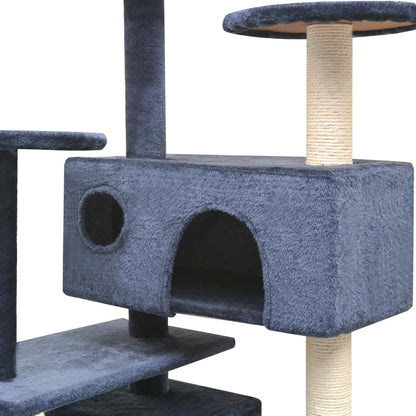 Arbre à chat avec griffoirs en sisal 125 cm Bleu foncé