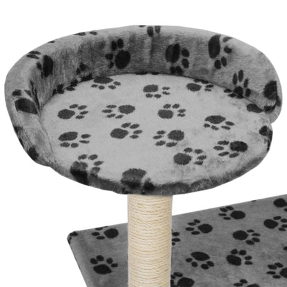 Arbre à chat avec griffoir en sisal 95 cm Gris Motif de pattes