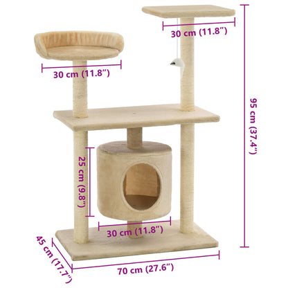 Arbre à chat avec griffoirs en sisal 95 cm Beige