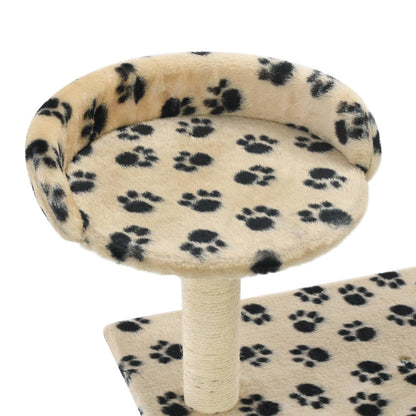 Arbre à chat avec griffoir en sisal 95 cm Beige Motif de pattes