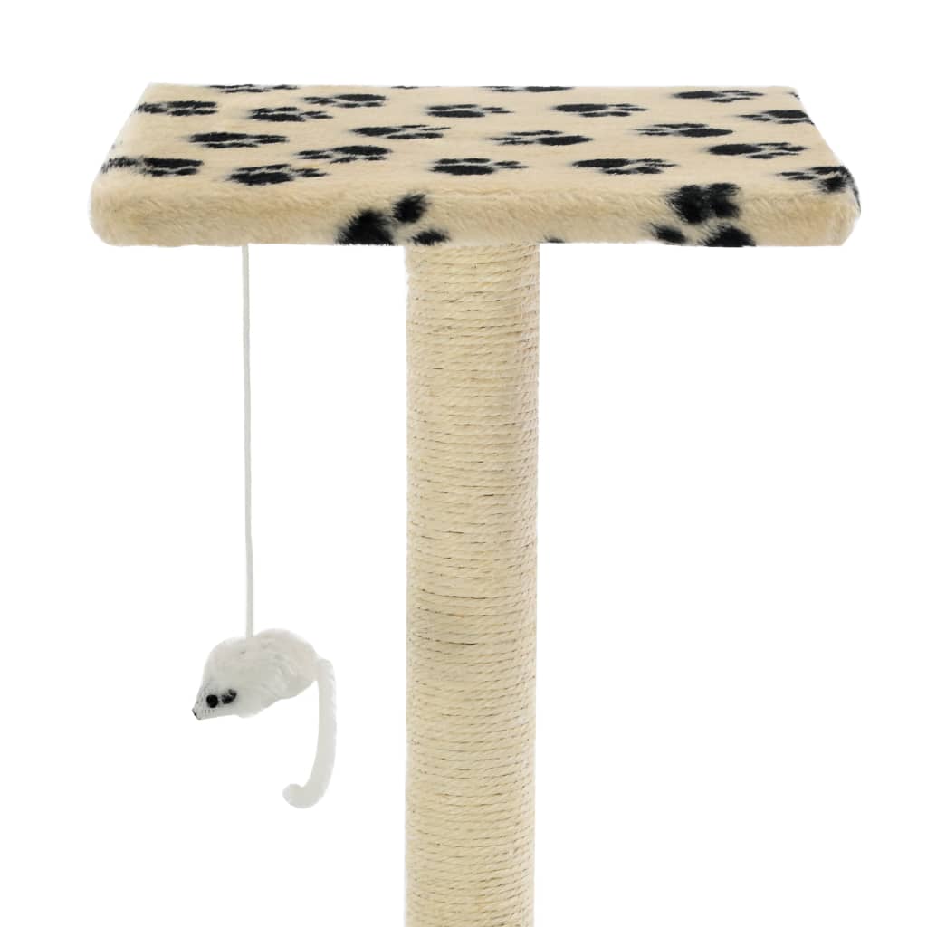 Arbre à chat avec griffoir en sisal 95 cm Beige Motif de pattes