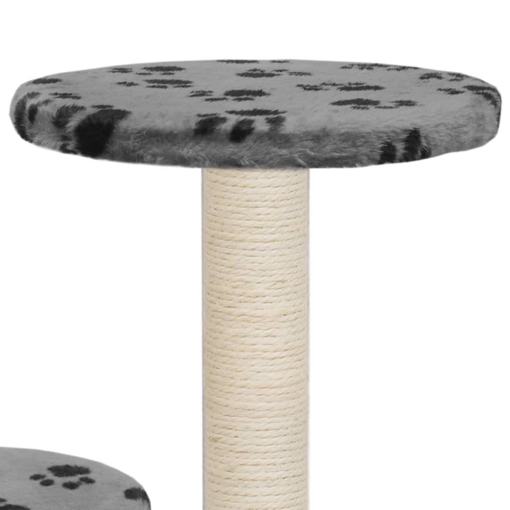 Arbre à chat avec griffoir en sisal 60 cm Gris Motif de pattes