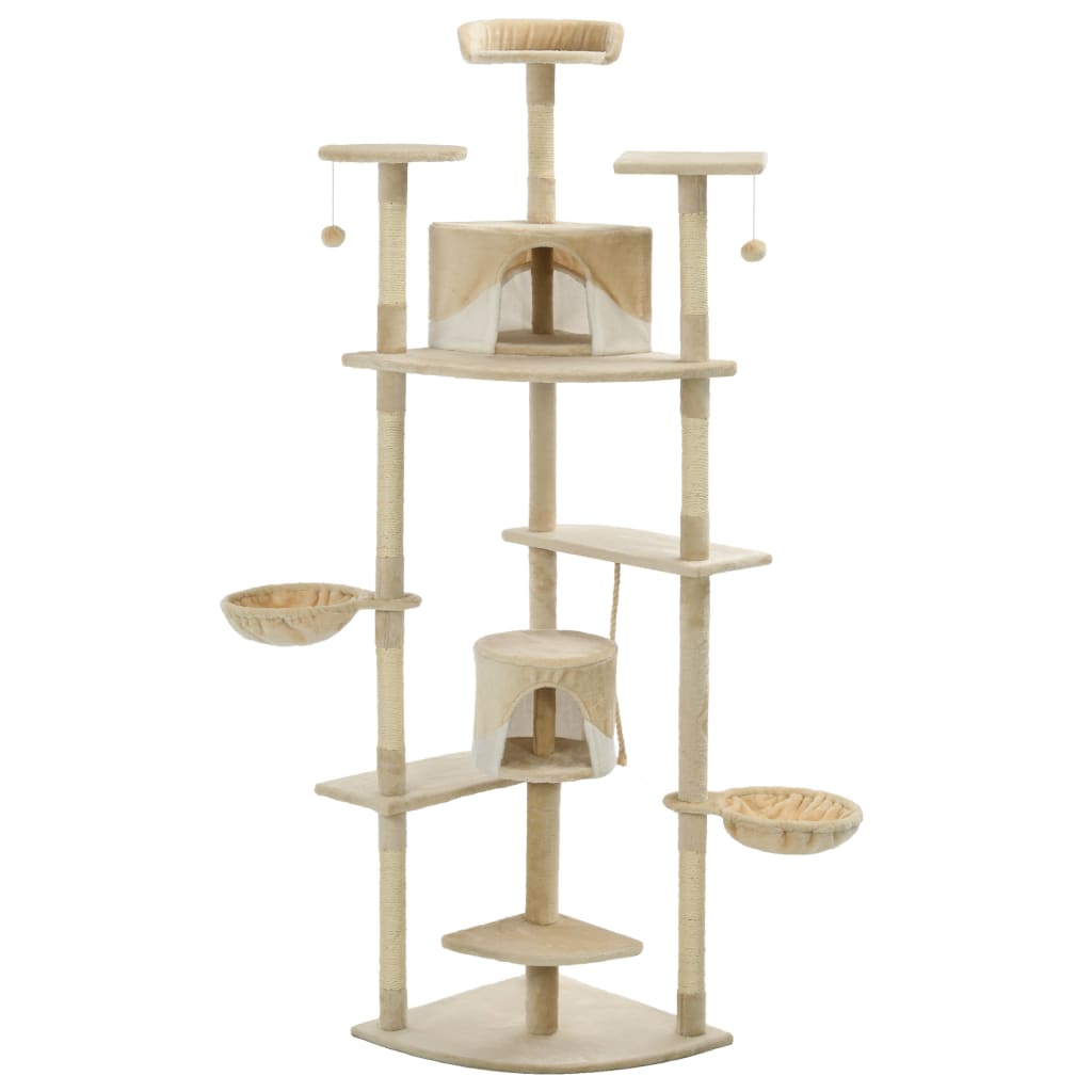 Arbre à chat avec griffoirs en sisal 203 cm Beige et Blanc