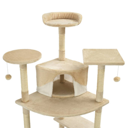 Arbre à chat avec griffoirs en sisal 203 cm Beige et Blanc