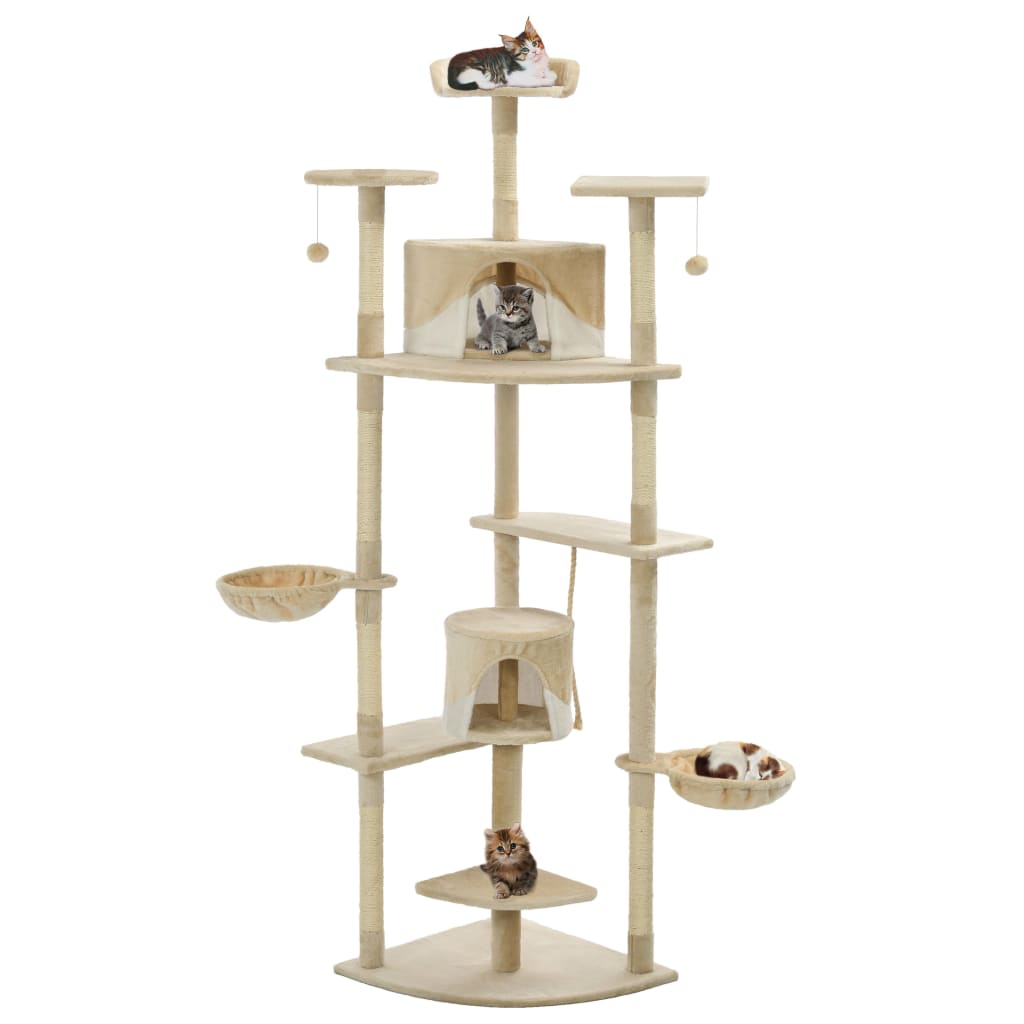 Arbre à chat avec griffoirs en sisal 203 cm Beige et Blanc