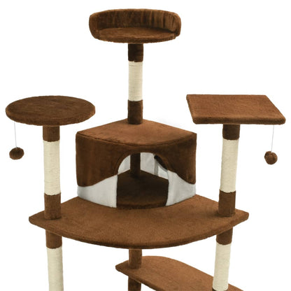 Arbre à chat avec griffoirs en sisal 203 cm Marron et Blanc