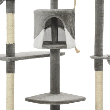 Arbre à chat avec griffoirs en sisal 203 cm Gris et Blanc