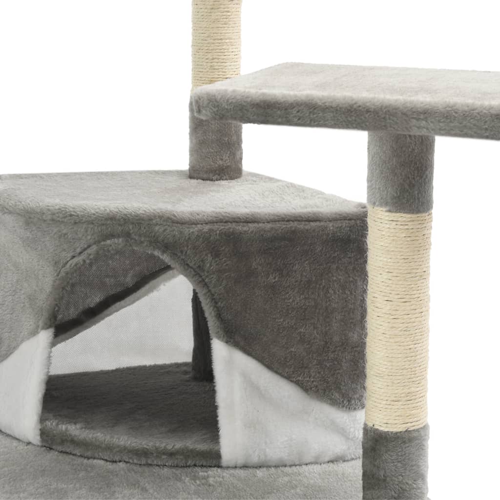 Arbre à chat avec griffoirs en sisal 203 cm Gris et Blanc