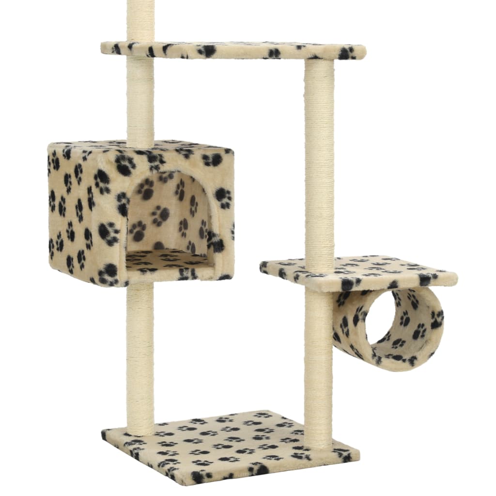 Arbre à chat avec griffoirs en sisal 260 cm Beige Motif pattes