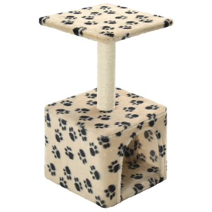 Arbre à chat avec griffoirs en sisal 55 cm Beige Motif de pattes