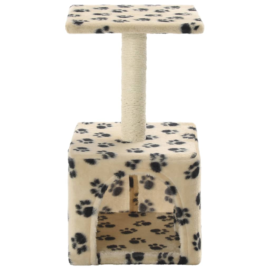 Arbre à chat avec griffoirs en sisal 55 cm Beige Motif de pattes