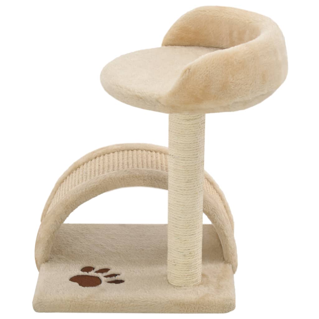 Arbre à chat avec griffoir en sisal 40 cm Beige et Marron