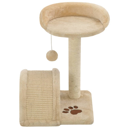 Arbre à chat avec griffoir en sisal 40 cm Beige et Marron