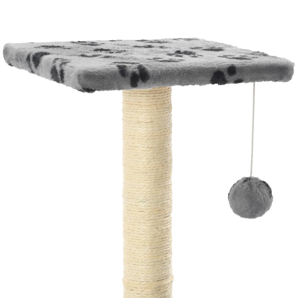 Arbre à chat avec griffoirs en sisal 65 cm Gris Motif de pattes