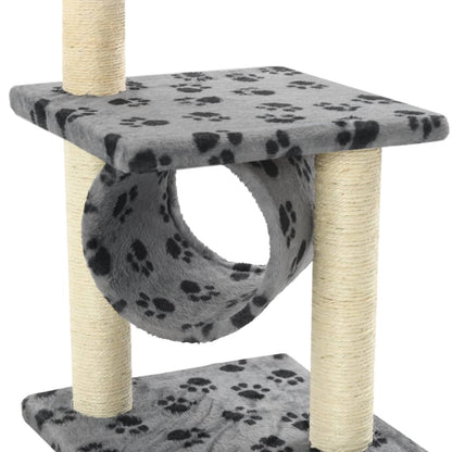 Arbre à chat avec griffoirs en sisal 65 cm Gris Motif de pattes