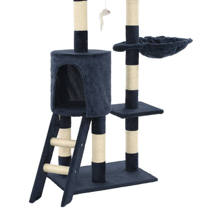 Arbre à chat avec griffoirs en sisal 138 cm Bleu foncé