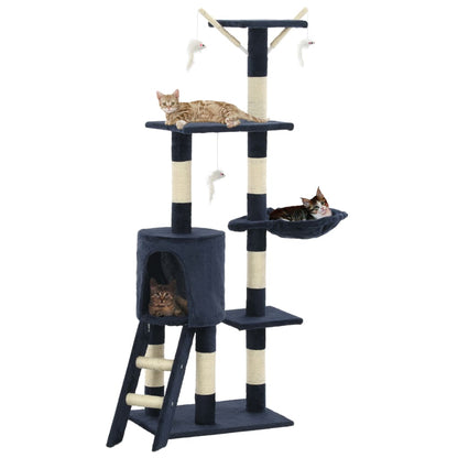 Arbre à chat avec griffoirs en sisal 138 cm Bleu foncé