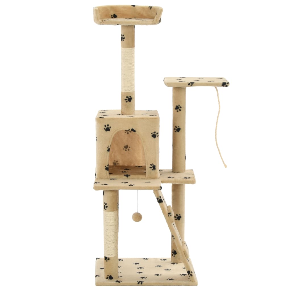 Arbre à chat avec griffoirs en sisal 120 cm Beige Motif pattes