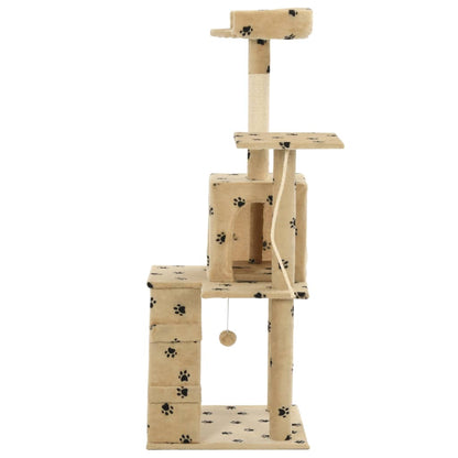 Arbre à chat avec griffoirs en sisal 120 cm Beige Motif pattes