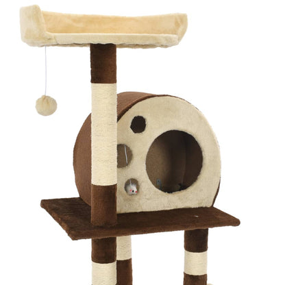 Arbre à chat avec griffoirs en sisal 127 cm Beige et marron