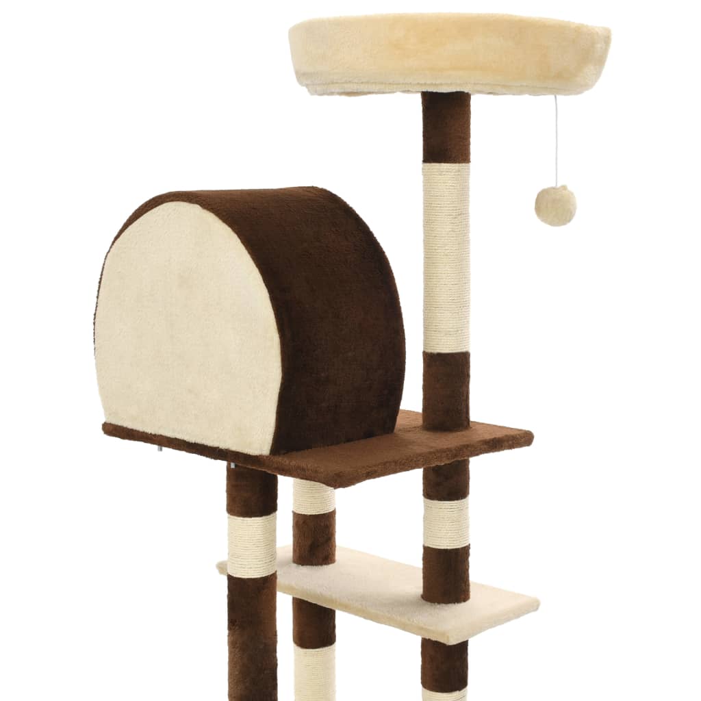 Arbre à chat avec griffoirs en sisal 127 cm Beige et marron