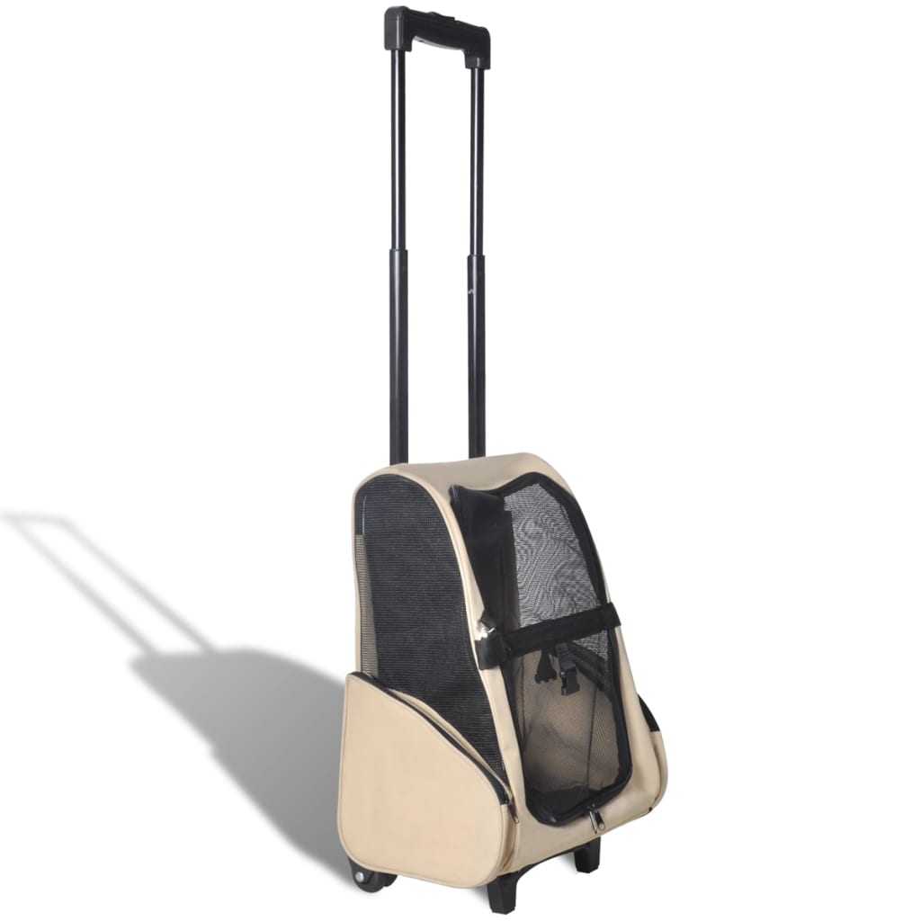 Chariot polyvalent pliable pour animaux de compagnie beige