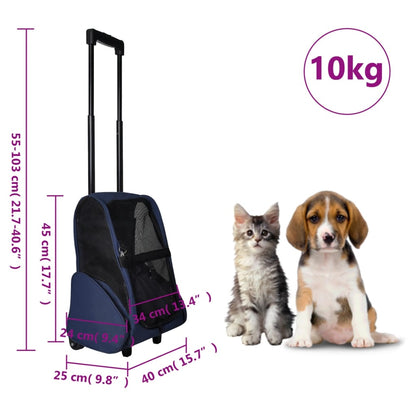 Chariot polyvalent pliable pour animaux de compagnie bleu