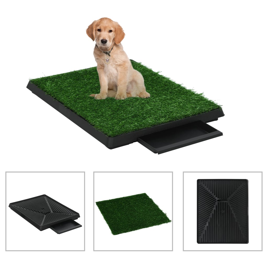 Tapis pour animaux avec plateau et gazon artificiel Vert