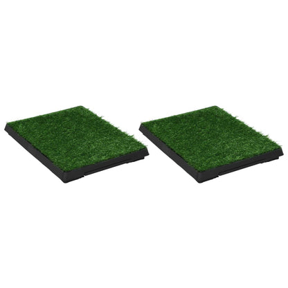 Tapis pour animaux 2 pcs avec plateau et gazon artificiel Vert