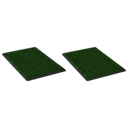 Tapis pour animaux 2 pcs avec plateau et gazon artificiel Vert