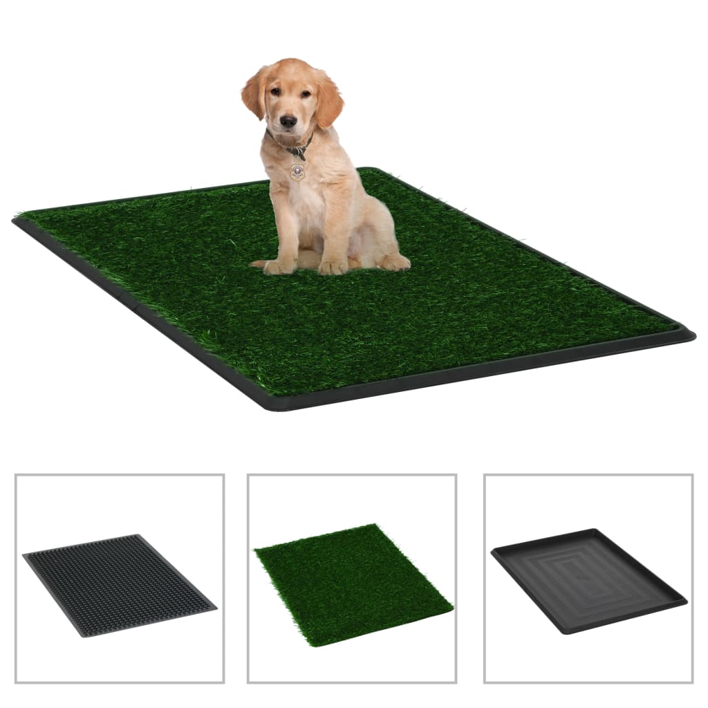 Tapis pour animaux 2 pcs avec plateau et gazon artificiel Vert