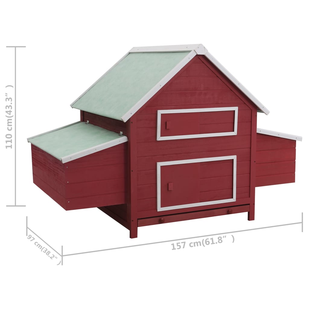 Poulailler Rouge 157x97x110 cm Bois