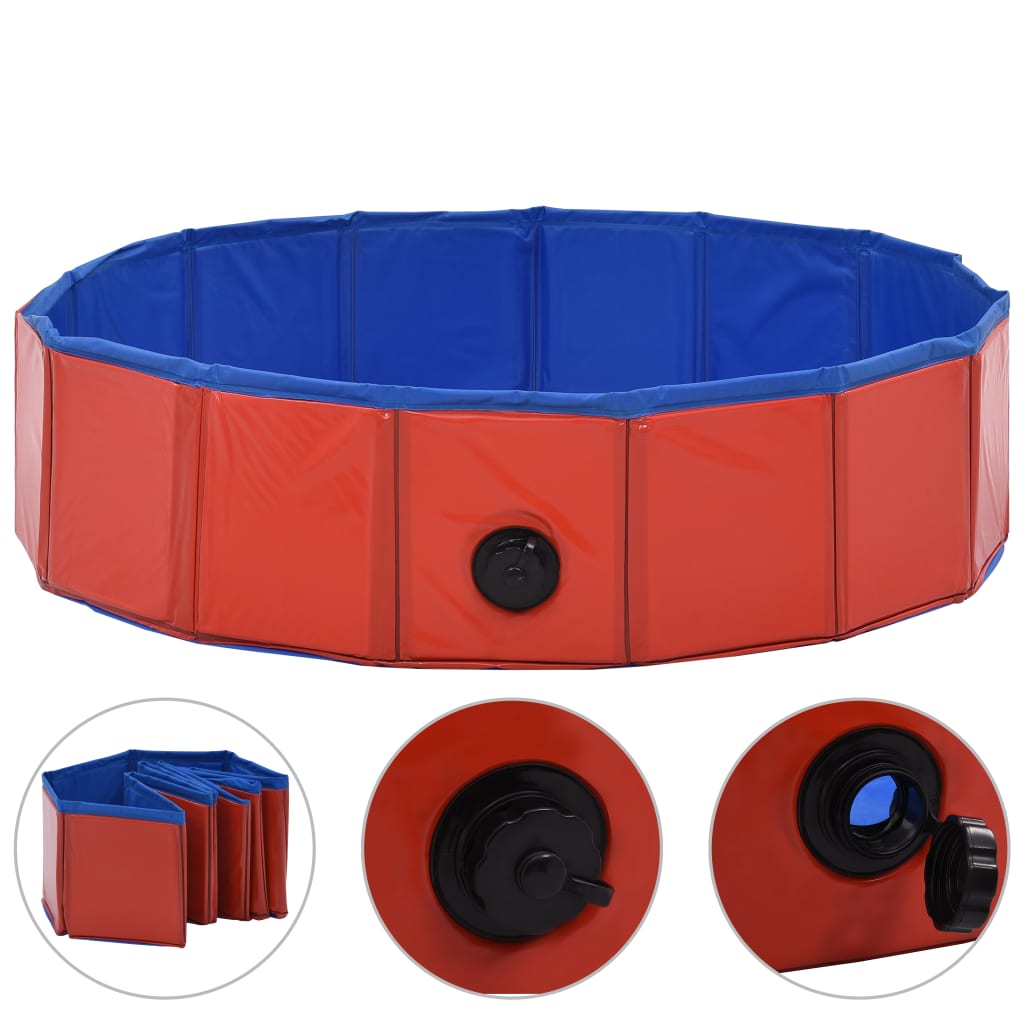 Piscine pliable pour chiens Rouge 80x20 cm PVC