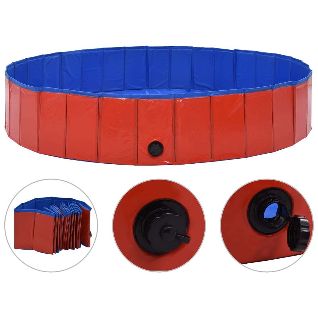 Piscine pliable pour chiens Rouge 160x30 cm PVC