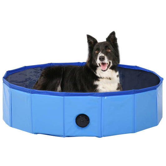 Piscine pliable pour chiens Bleu 80x20 cm PVC