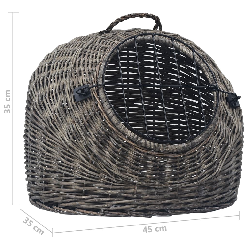 Cage de transport pour chats Gris 45x35x35 cm Saule naturel