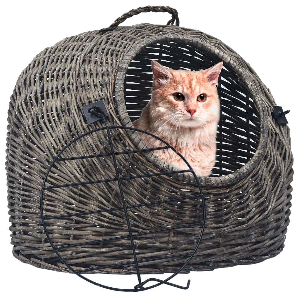 Cage de transport pour chats Gris 45x35x35 cm Saule naturel