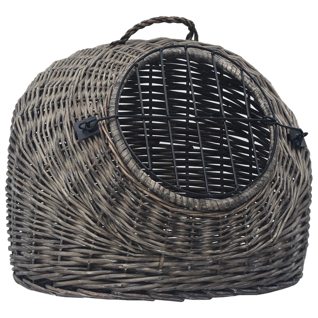 Cage de transport pour chats Gris 50x42x40 cm Saule naturel