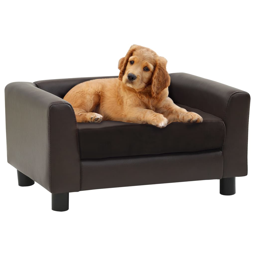 Canapé pour chien Marron 60x43x30 cm Peluche et similicuir