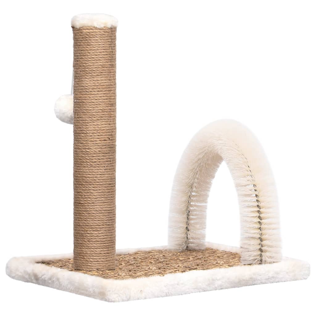 Arbre à chat avec brosse de toilettage en arche et grattoir