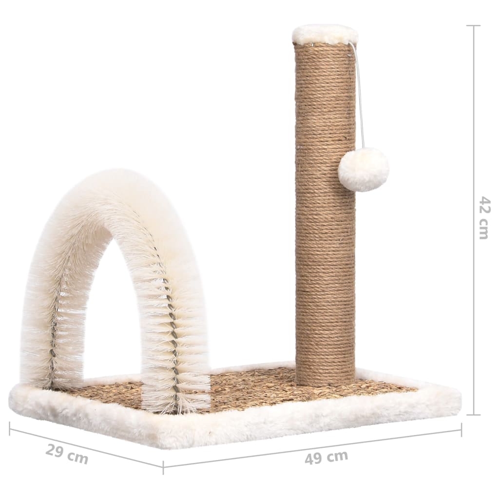 Arbre à chat avec brosse de toilettage en arche et grattoir