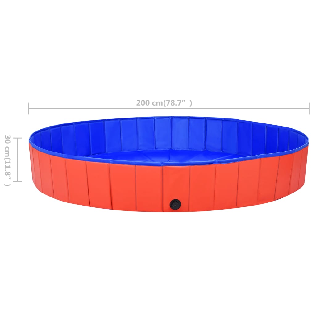 Piscine pliable pour chiens Rouge 200x30 cm PVC