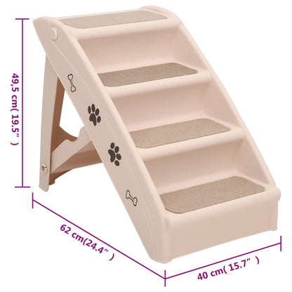 Escaliers pliables pour chiens Crème 62x40x49,5 cm