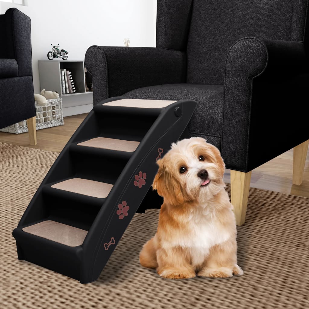 Escaliers pliables pour chiens Noir 62x40x49,5 cm