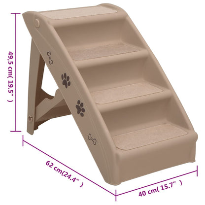 Escaliers pliables pour chiens Marron 62x40x49,5 cm